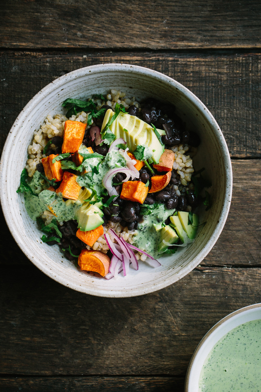 Potato Bowl 2018
 Black Bean Sweet Potato Grain Bowls with Herbed Tahini