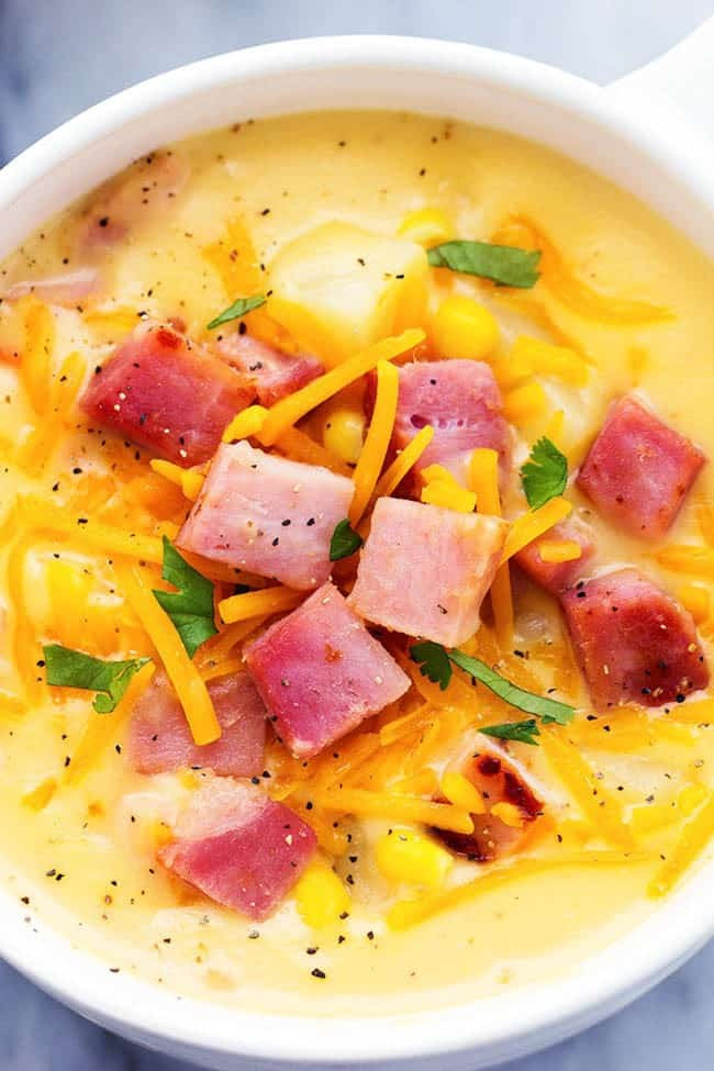 Potato Cheddar Soup
 Ham and Potato Cheddar Soup