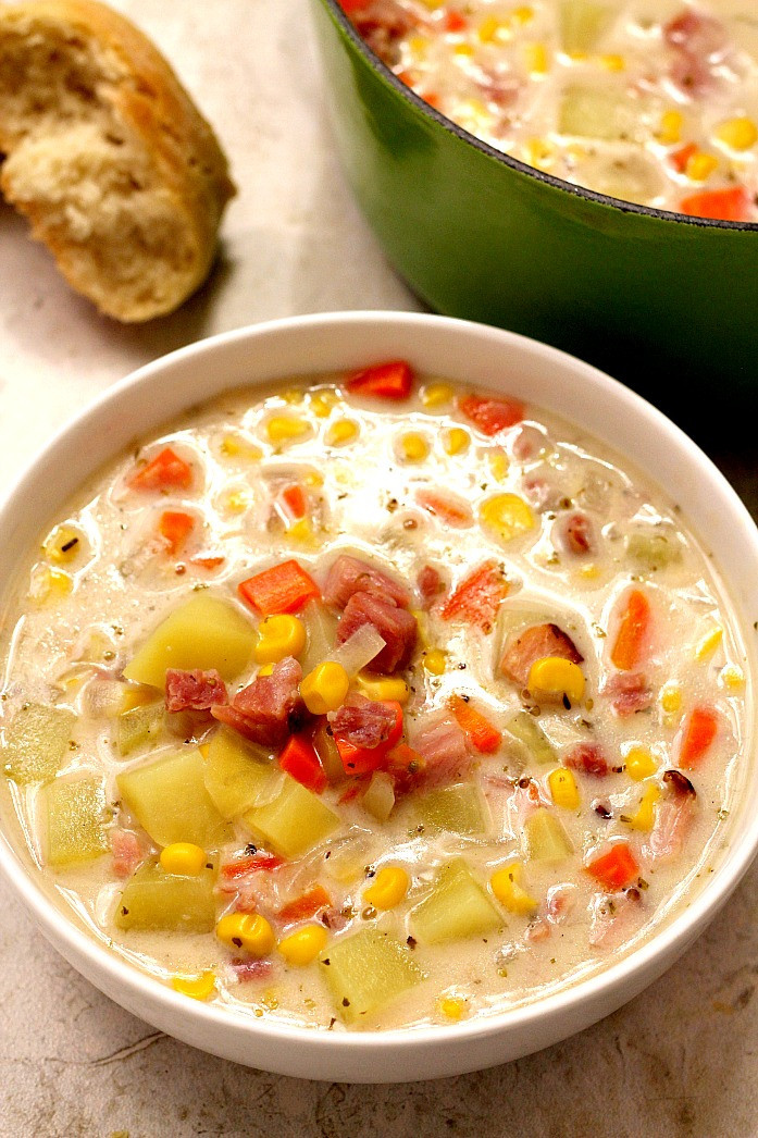 Potato Corn Chowder
 Ham Potato and Corn Chowder Recipe Crunchy Creamy Sweet