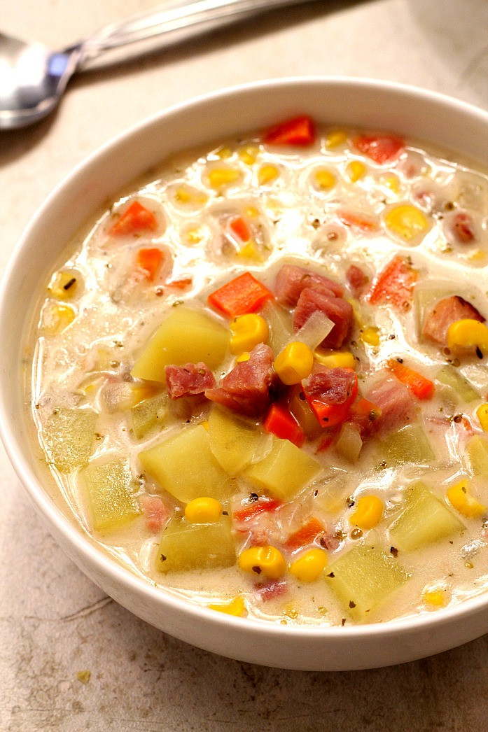 Potato Corn Chowder
 Ham Potato and Corn Chowder Recipe Crunchy Creamy Sweet