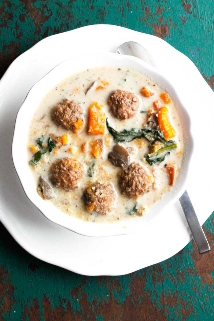 Potato Kale Soup
 Slow Cooker Meatball Sweet Potato & Kale Soup Smile