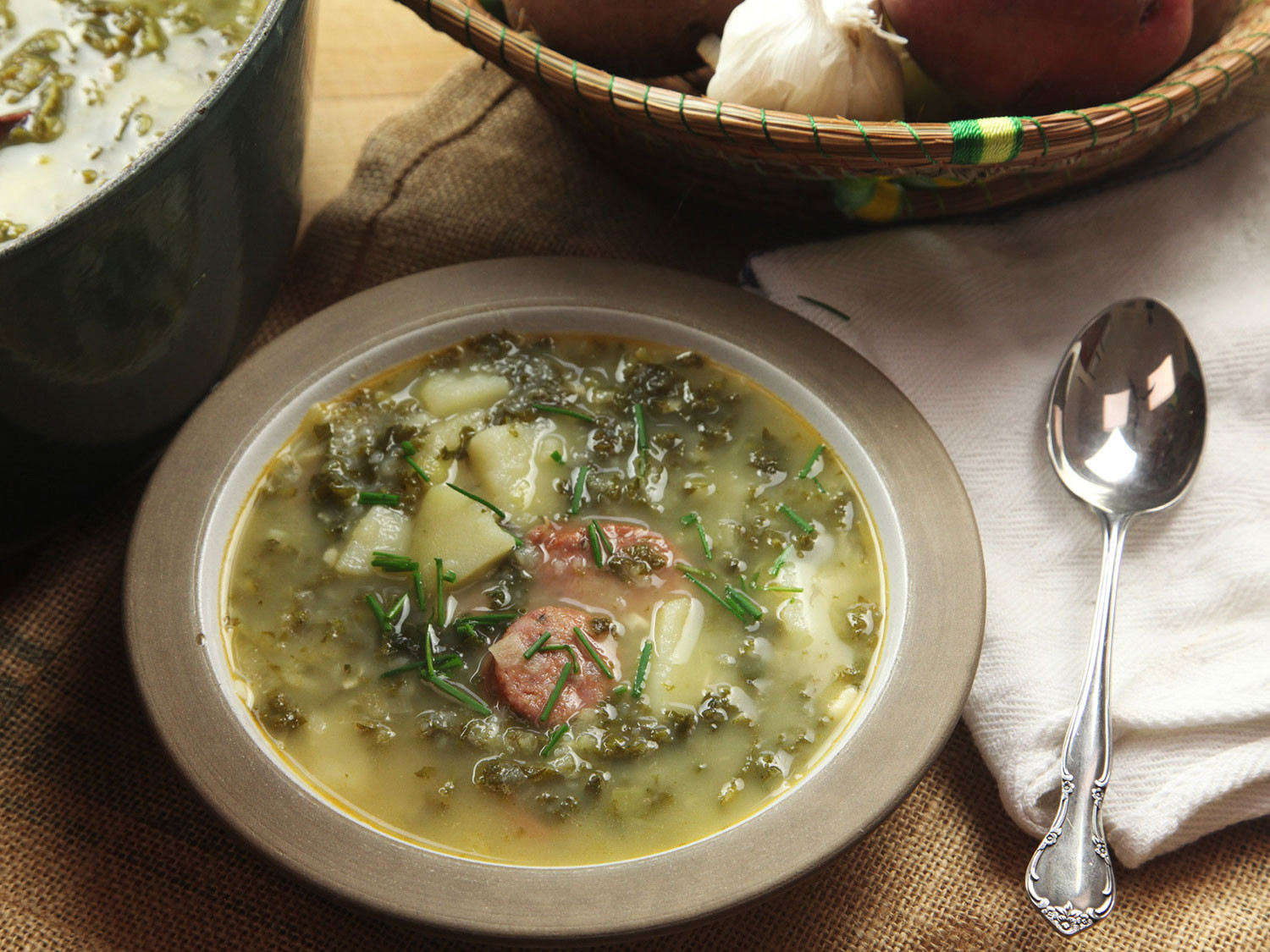 Potato Kale Soup
 Caldo Verde Portuguese Potato and Kale Soup With Sausage