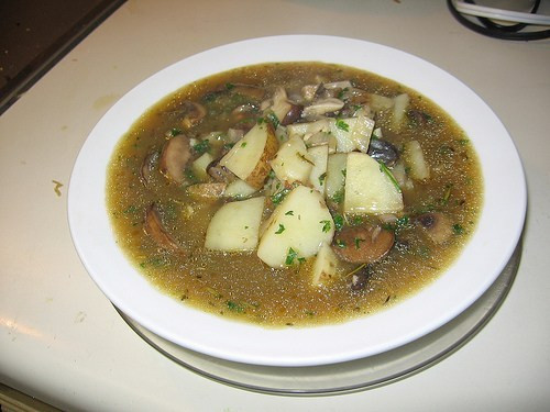 Potato Mushroom Soup
 Vegan Roasted Garlic Potato & Mushroom Soup