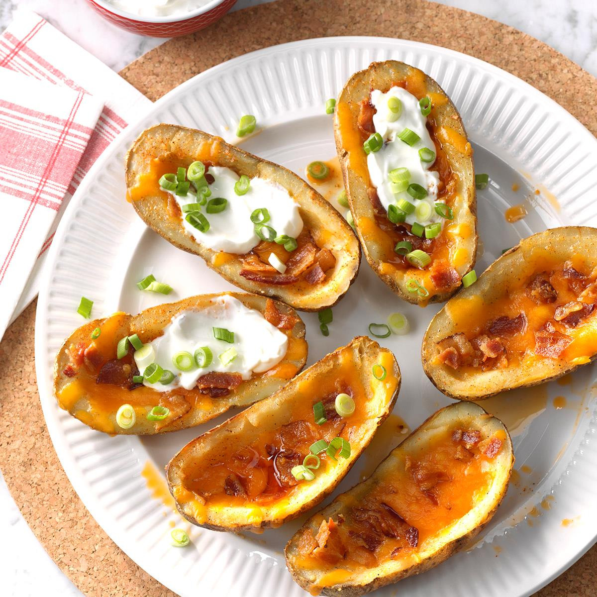 Potato Skin Recipes
 Bacon Cheddar Potato Skins Recipe