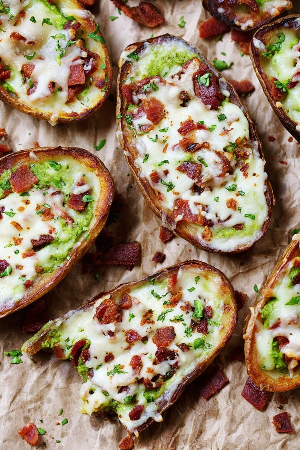 Potato Skin Recipes
 Cheesy Bacon & Kale Potato Skins Recipe Pinch of Yum