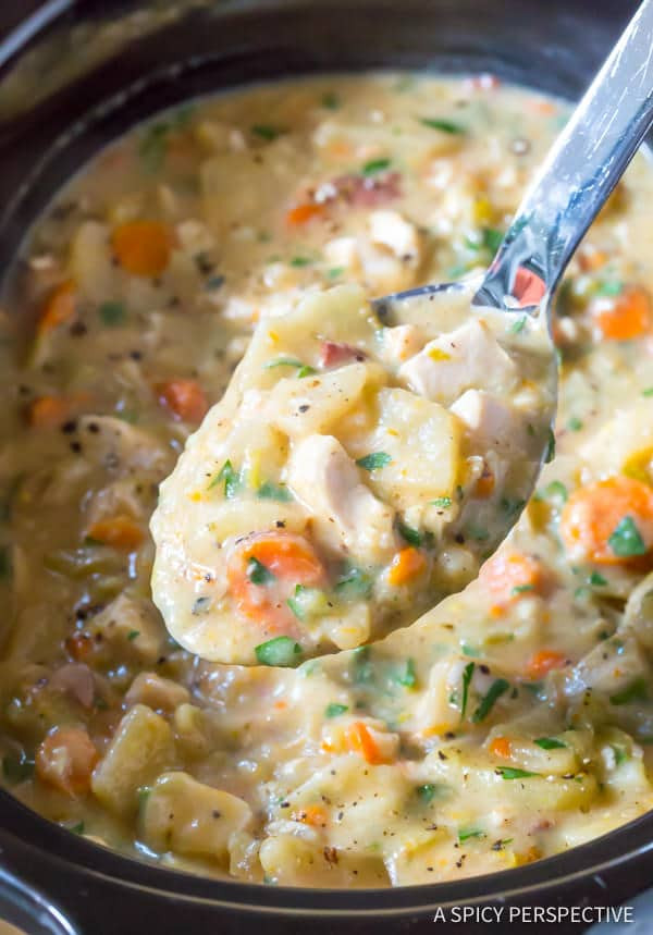 Potato Soup Slow Cooker
 Healthy Slow Cooker Chicken Potato Soup VIDEO A Spicy