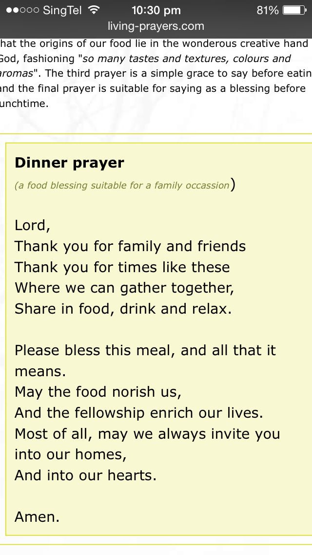 Prayers For Dinner
 Christmas Holiday Dinner Prayer
