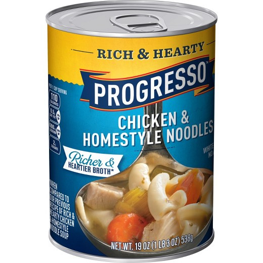 Progresso Chicken Noodle Soup
 Progresso Rich & Hearty Chicken & Homestyle Noodle Soup