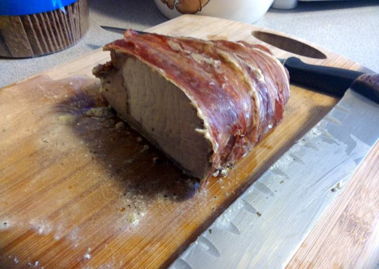 Prosciutto Wrapped Pork Tenderloin
 prosciutto wrapped pork loin w herb cheese Recipe by