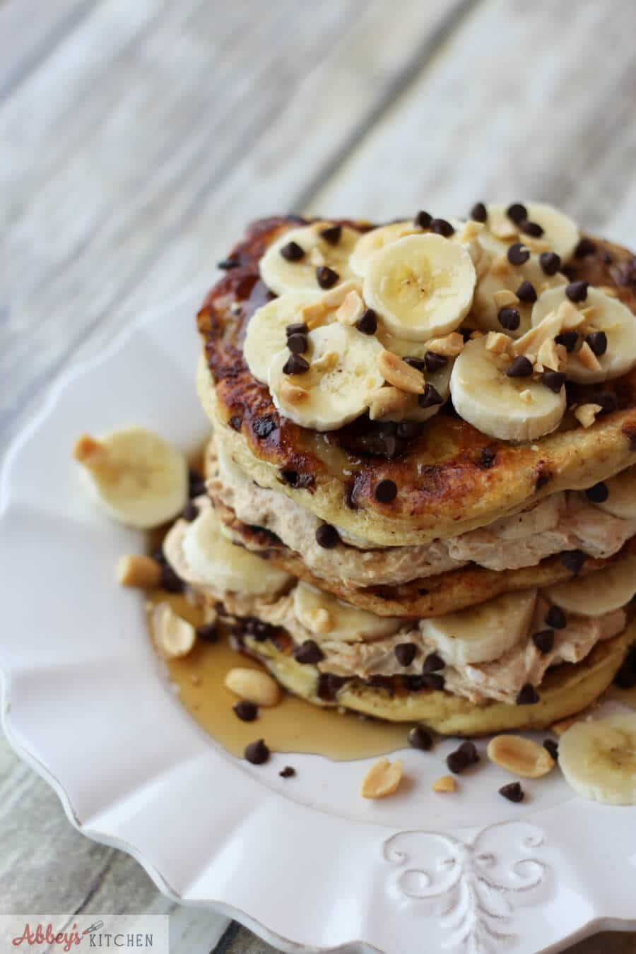 Protein Banana Pancakes
 Chocolate Peanut Butter Banana Protein Pancakes