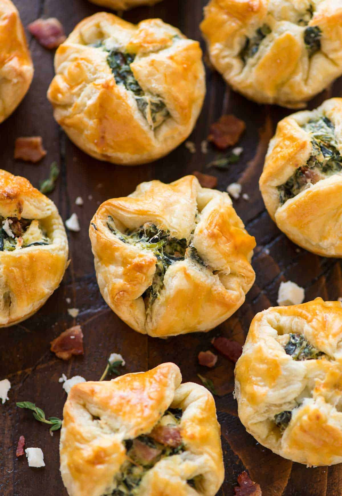 Puffed Pastry Appetizers Recipes
 Spinach Puffs with Cream Cheese Bacon and Feta