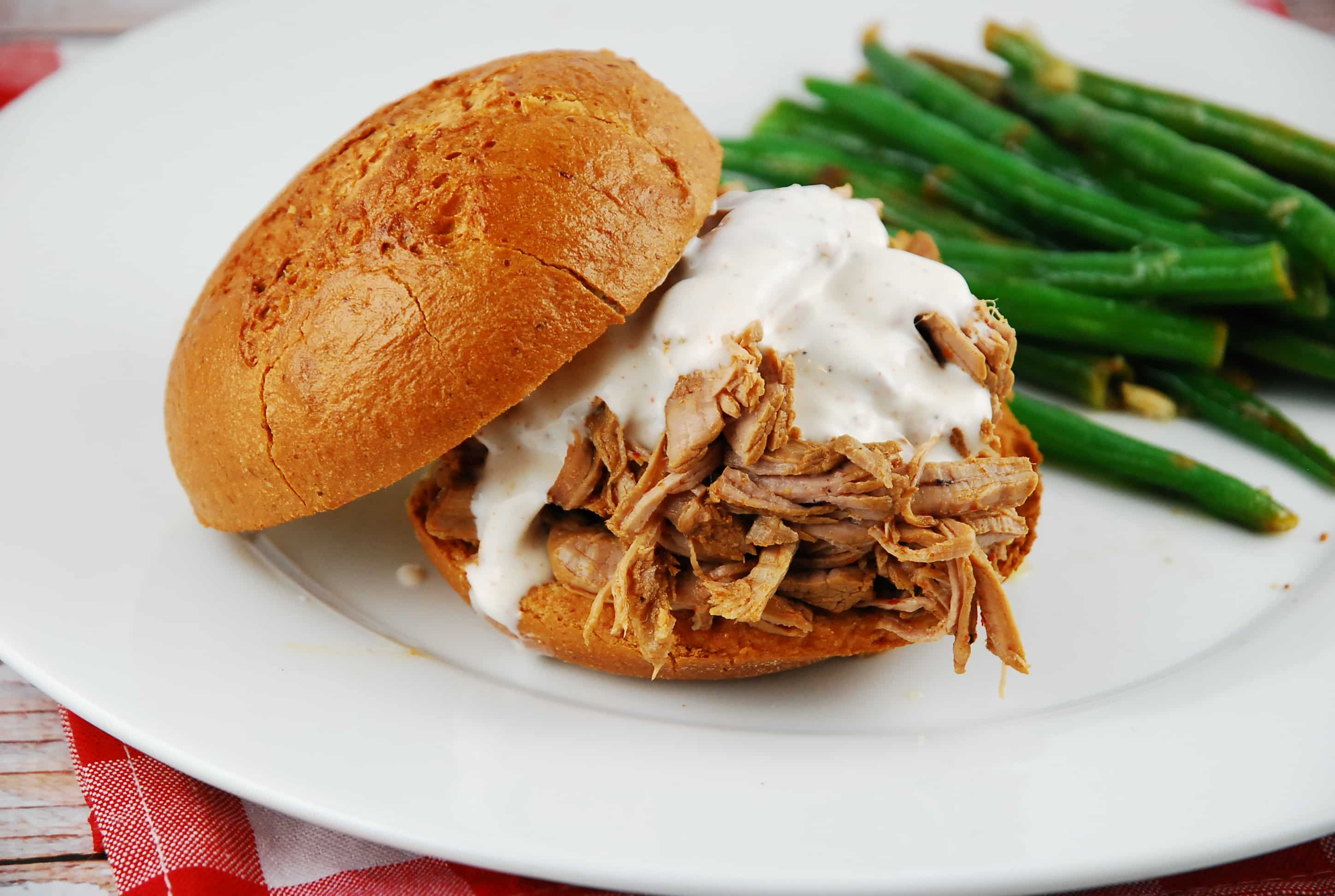 Pulled Pork Bbq Sauce
 Pulled Pork Sandwich with White BBQ Sauce 9 Points