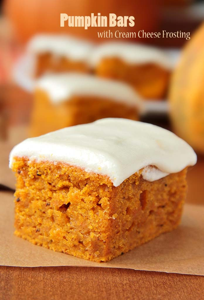 Pumpkin Cake With Cream Cheese Frosting
 Pumpkin Bars with Cream Cheese Frosting Sugar Apron