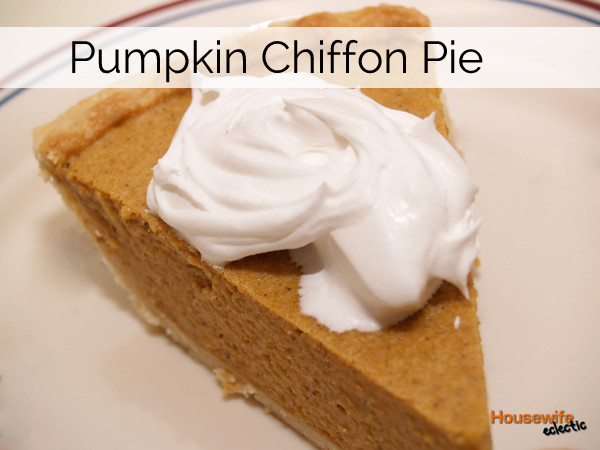 Pumpkin Chiffon Pie
 Pumpkin Chiffon Pie Best pumpkin pie ever Housewife