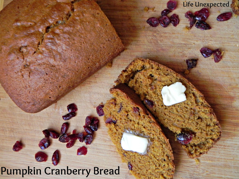 Pumpkin Cranberry Bread
 Life Unexpected Pumpkin Cranberry Bread