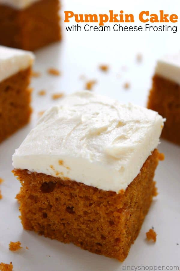 Pumpkin Creamcheese Dessert
 Pumpkin Cake with Cream Cheese Frosting CincyShopper