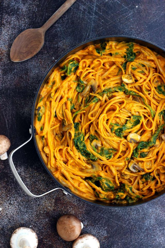 Pumpkin Dinner Recipe
 Healthy Pumpkin Pasta with Spinach and Mushrooms • Happy