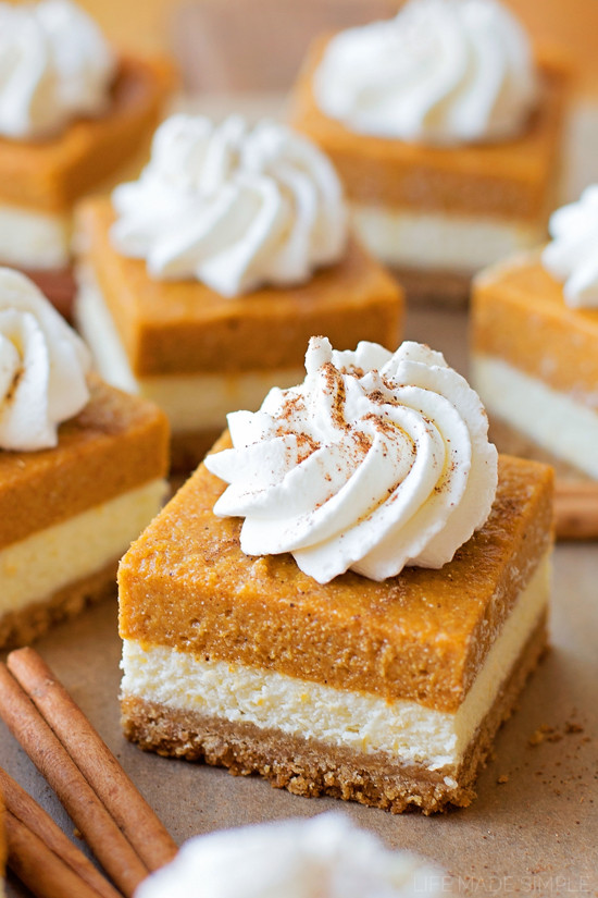 Pumpkin Pie Bars
 Layered Pumpkin Pie Cheesecake Bars Life Made Simple