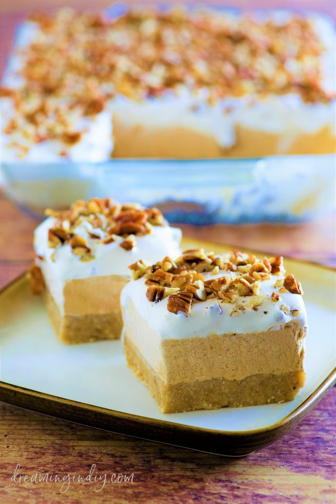 Pumpkin Spice Desserts
 Pumpkin Spice Lush – Easy No Bake Layered Dessert Recipe