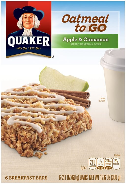 Quaker Oats Breakfast Bars
 Quaker Oatmeal to Go Apple & Cinnamon Breakfast Bars 6 ct