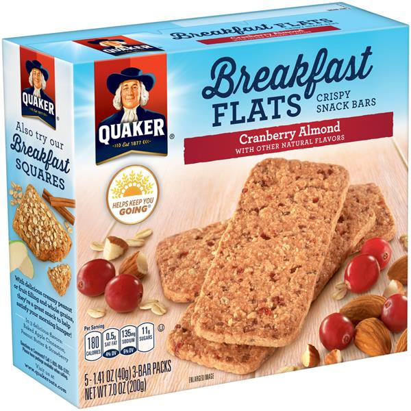 Quaker Oats Breakfast Bars
 Quaker Breakfast Flats Cranberry Almond Snack Bars