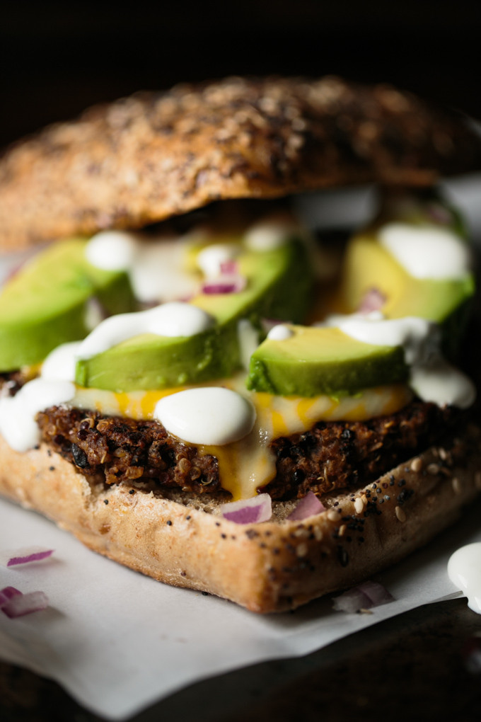 Quinoa Black Bean Burger
 Quinoa Black Bean Burgers with Lime Crema