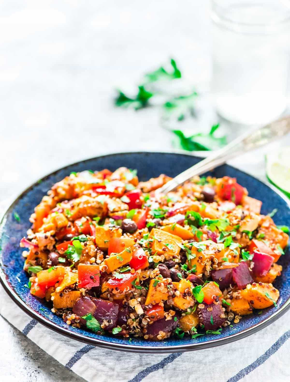 Quinoa Black Bean Salad
 Roasted Sweet Potato Quinoa Black Bean Salad