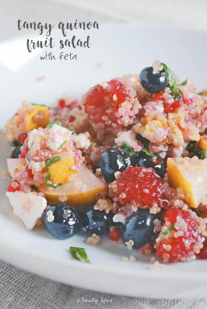 Quinoa Fruit Salad
 Tangy Quinoa Fruit Salad with Feta Family Spice