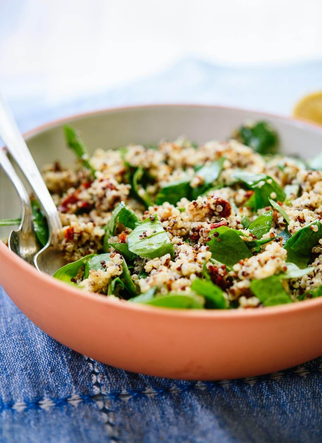 Quinoa Spinach Salad
 Sun Dried Tomato Spinach and Quinoa Salad Cookie and Kate