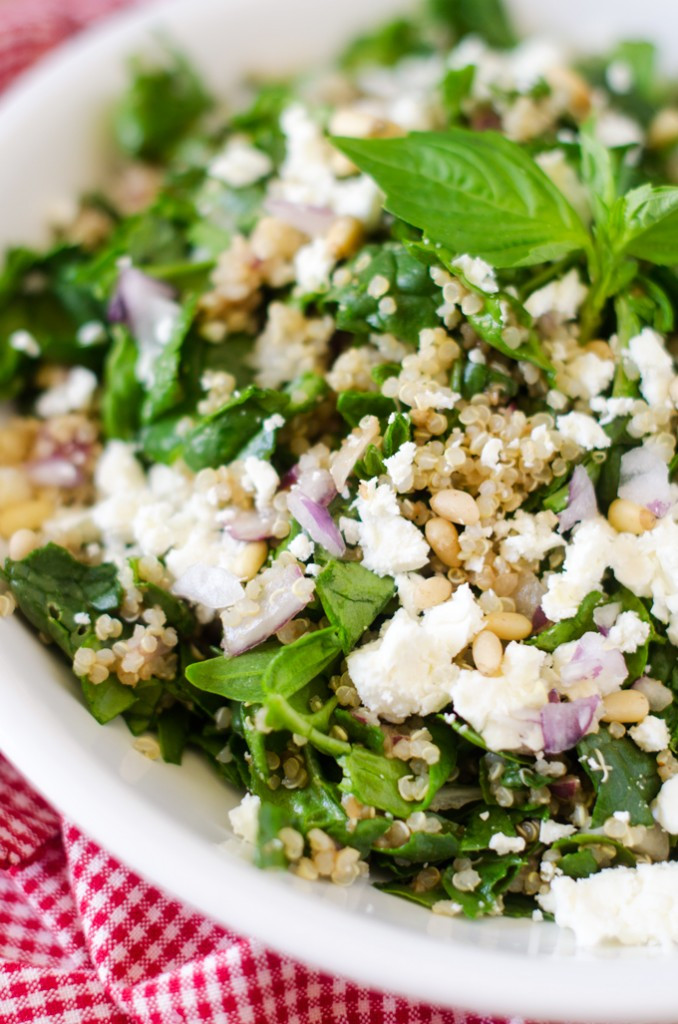 Quinoa Spinach Salad
 Spinach & Quinoa Salad with Feta and Pine Nuts Wendy Polisi