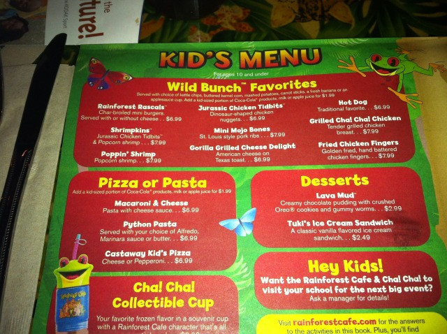 Rainforest Cafe Desserts Menu
 ing to you Live from Disney World SEE NEW THREAD