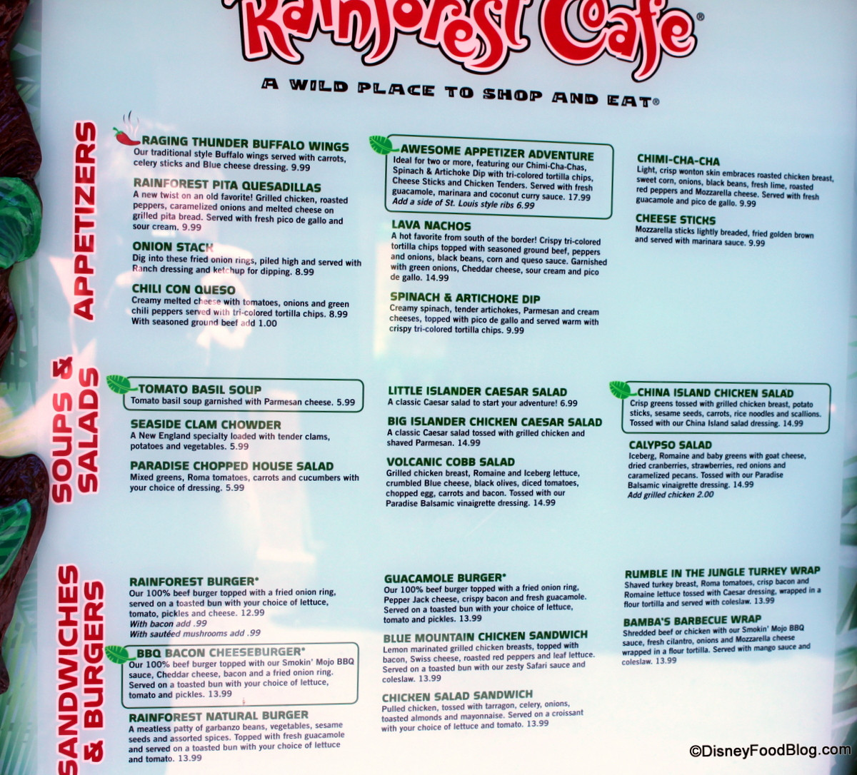 Rainforest Cafe Desserts Menu
 Review Rainforest Cafe a la Disney