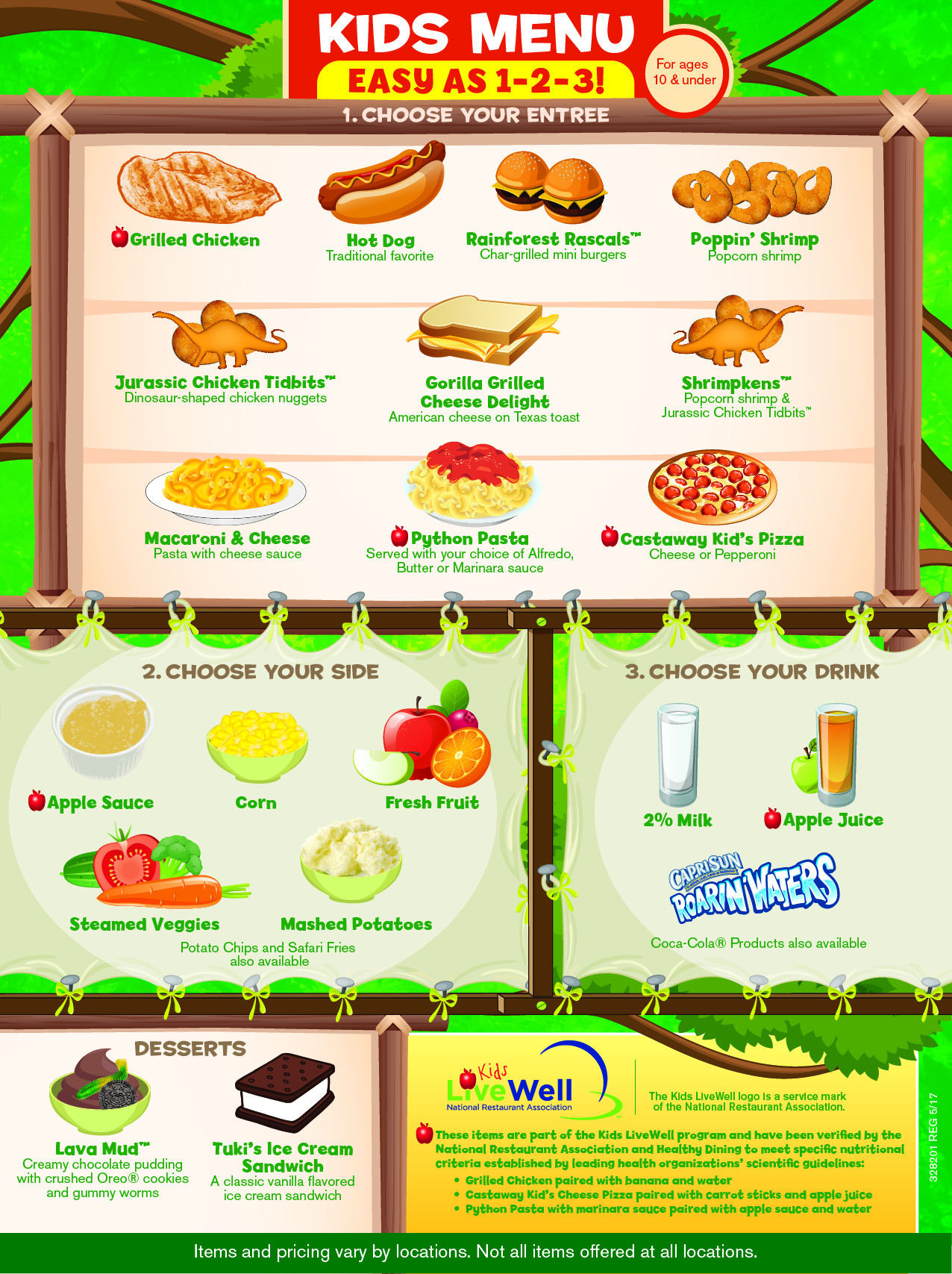 Rainforest Cafe Desserts Menu
 Kids Menu Rainforest Cafe A Wild Place to Shop and Eat