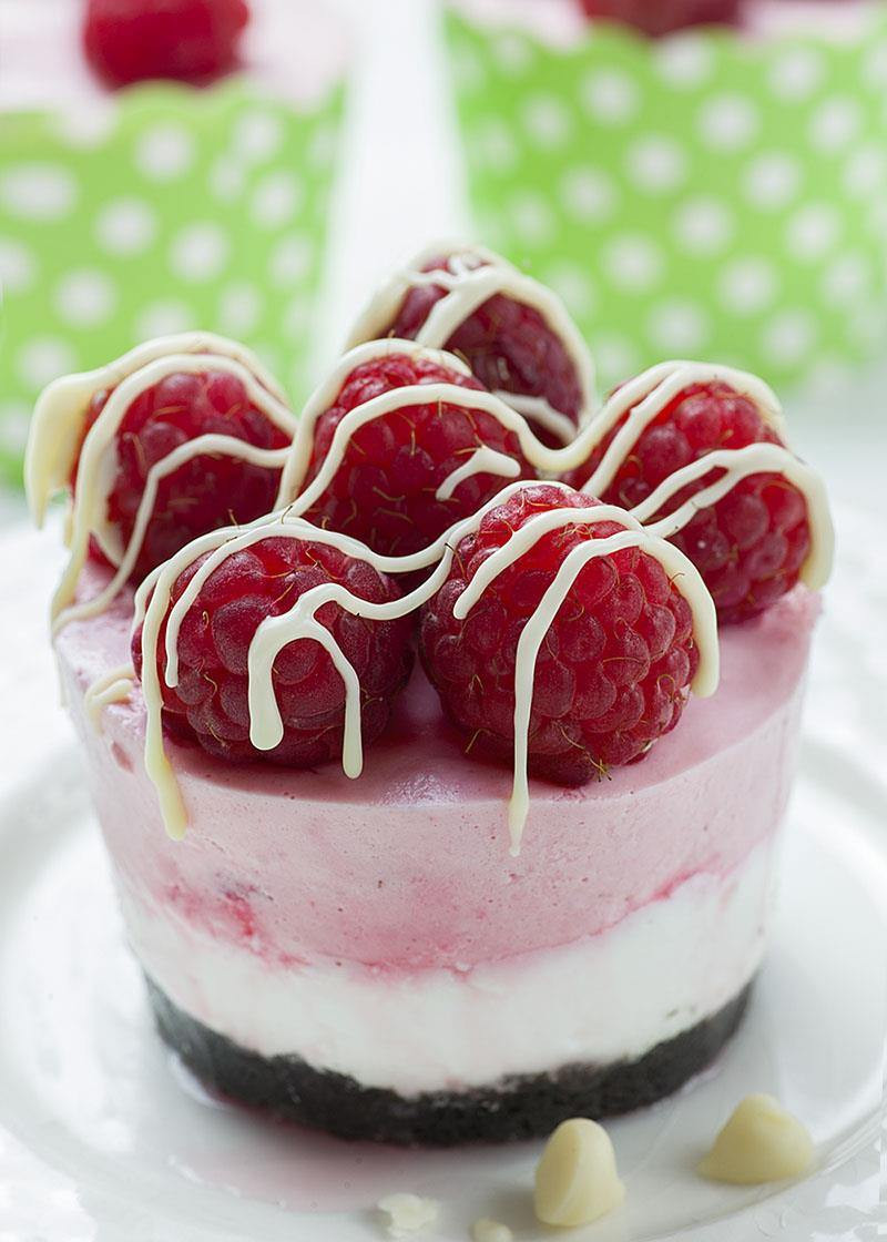 Raspberry Dessert Recipes
 No Bake Mini Raspberry Cheesecakes with Oreo Crust
