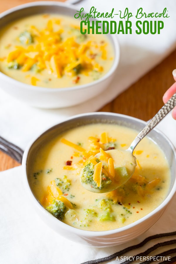Recipe For Broccoli Cheese Soup
 Lightened Up Broccoli Cheddar Soup Recipe