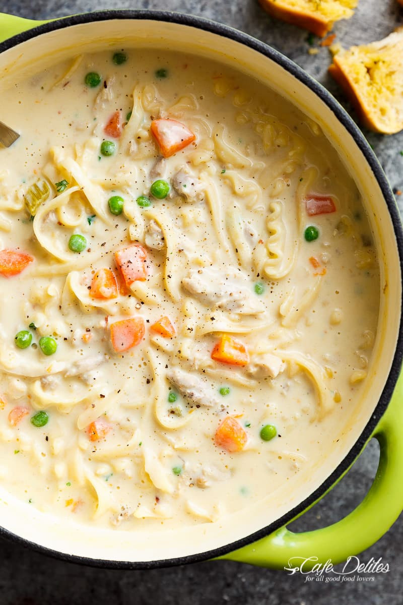 Recipes Using Cream Of Chicken Soup
 Creamy Chicken Noodle Soup Lightened Up Cafe Delites