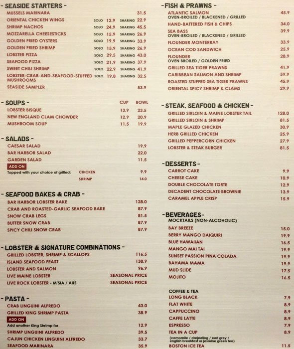 Red Lobster Dinner Menu
 red lobster lunch menu