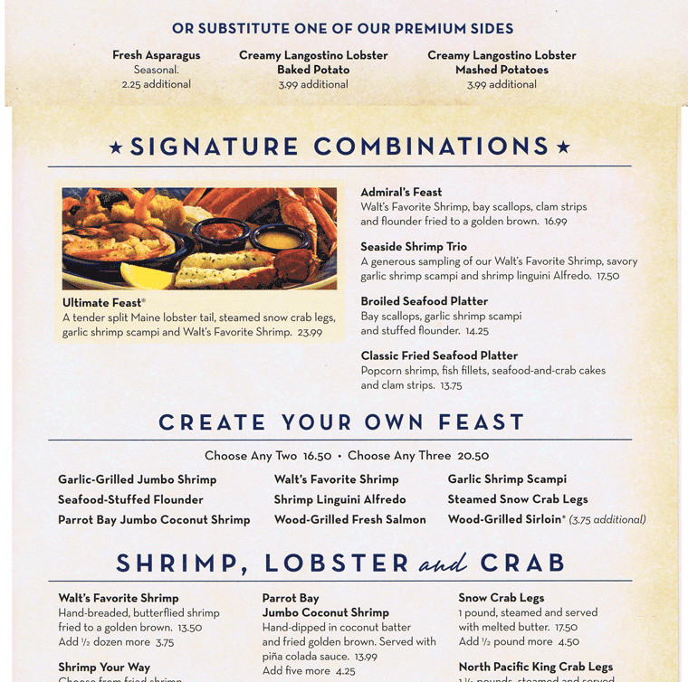 Red Lobster Dinner Menu
 Red Lobster Menu With Prices Dinner Lunch Menu 2017