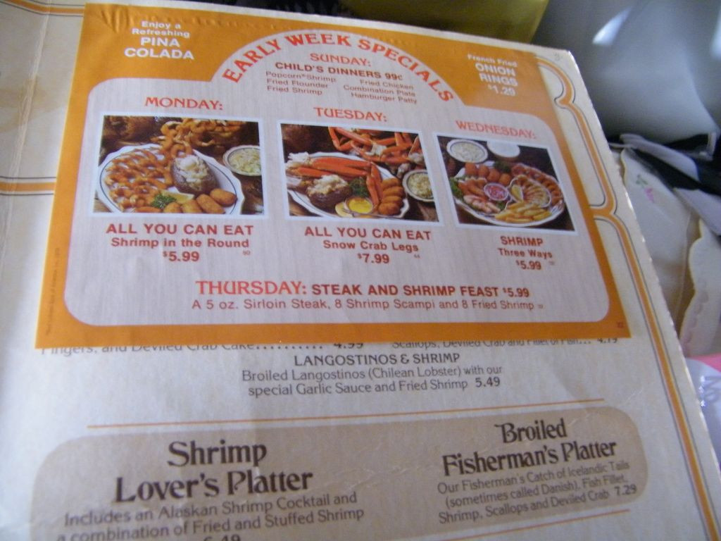 Red Lobster Dinner Menu
 Vintage RED LOBSTER Menu Dinner Menu 1978 from