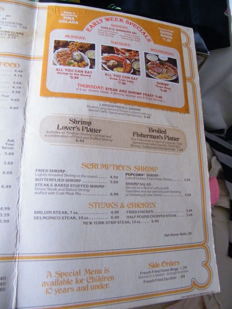 Red Lobster Dinner Menu
 Vintage RED LOBSTER Menu Dinner Menu 1978 from