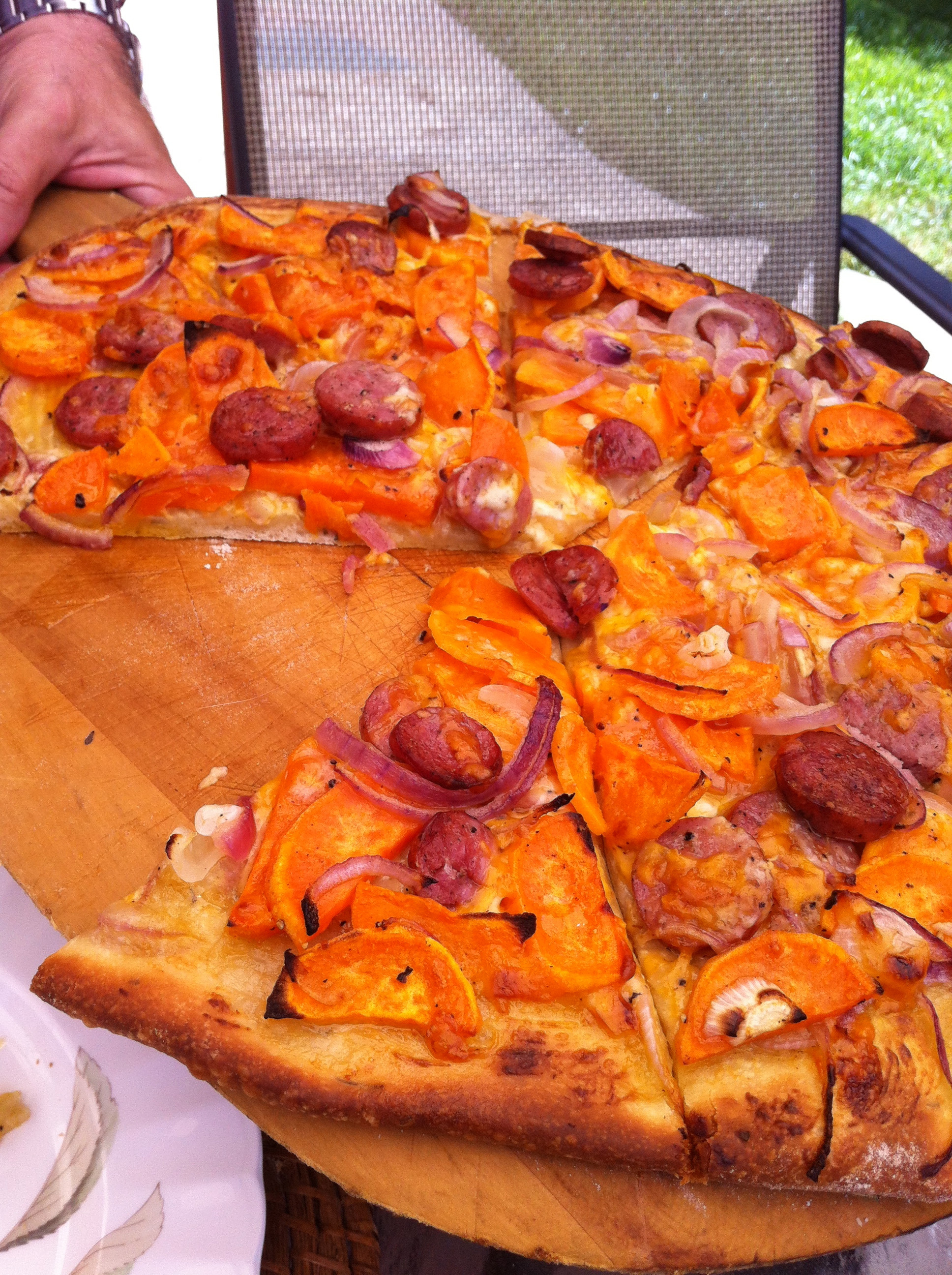 Red Onion Pizza
 Sweet Potato Kielbasa and Red ion Pizza Blythes Blog