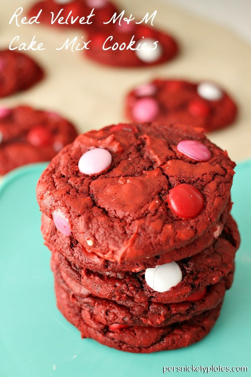 Red Velvet Cake Mix Cookies
 Red Velvet M&M Cake Mix Cookies Persnickety Plates