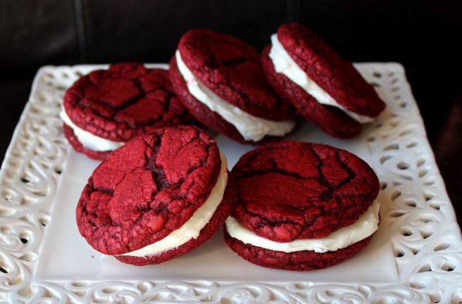 Red Velvet Sandwich Cookies
 Red Velvet Sandwich Cookies with Cream Cheese Filling