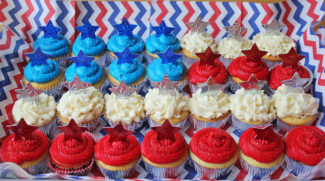 Red White And Blue Cupcakes
 Red White and Blue Cupcakes in a Flag Shape