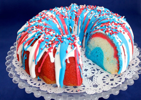 Red White And Blue Desserts
 Firecracker Bundt Cake – An Explosive Red White and Blue