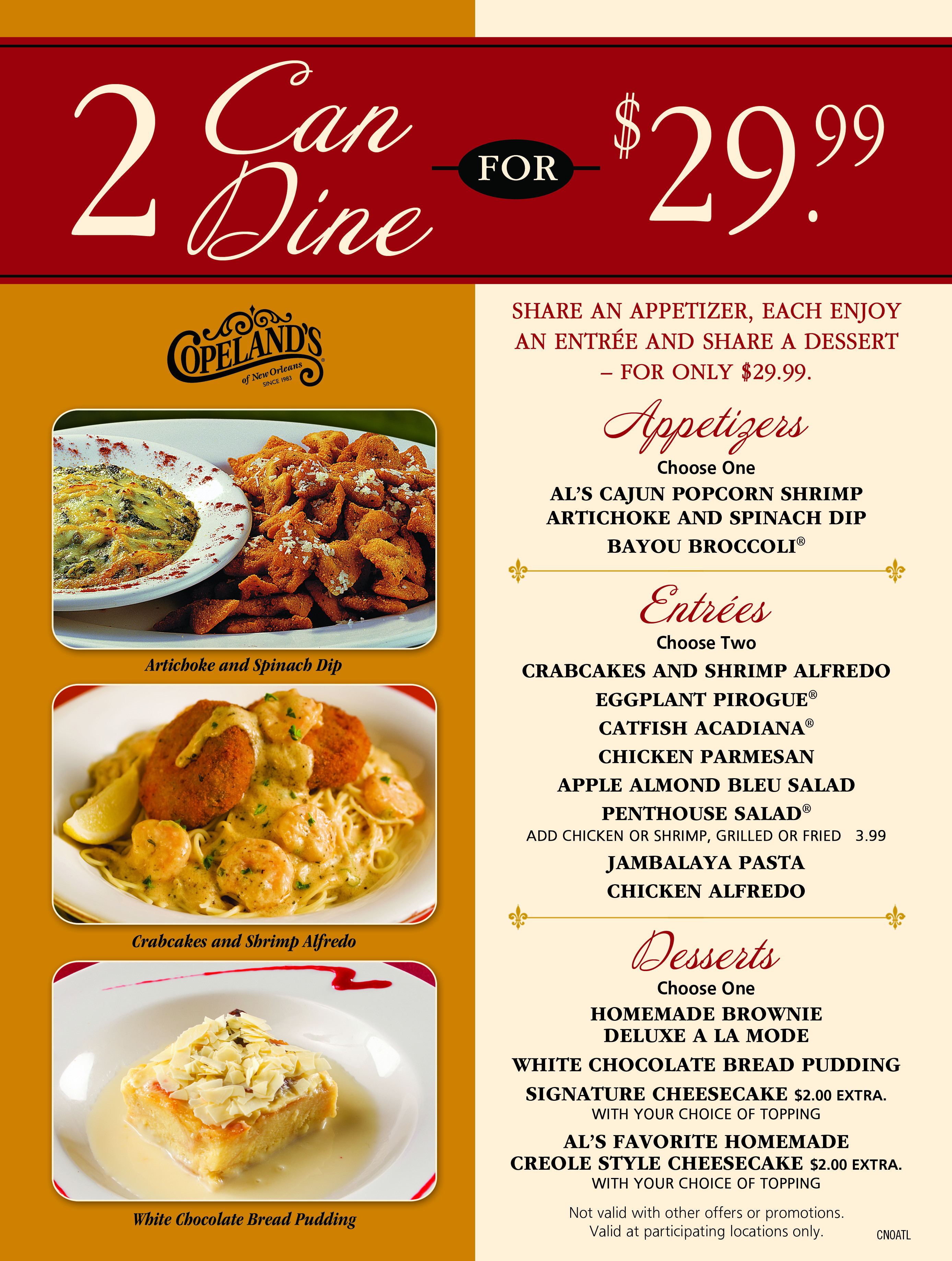 Restaurants With Dinner For 2 Specials
 Cumberland Lunch Specials