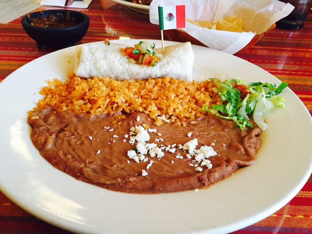 Rice And Beans Restaurant
 Burrito Plate ground beef rice and beans with a side of