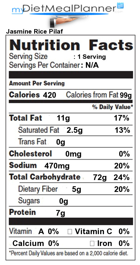 Rice Pilaf Calories
 Jasmine Rice Pilaf