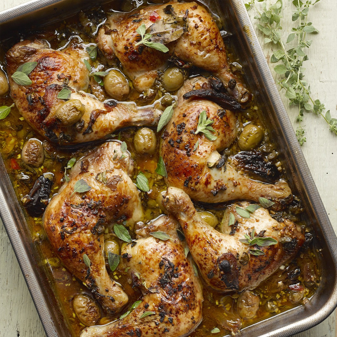 Roast Chicken Legs
 Roast chicken with dates olives and capers