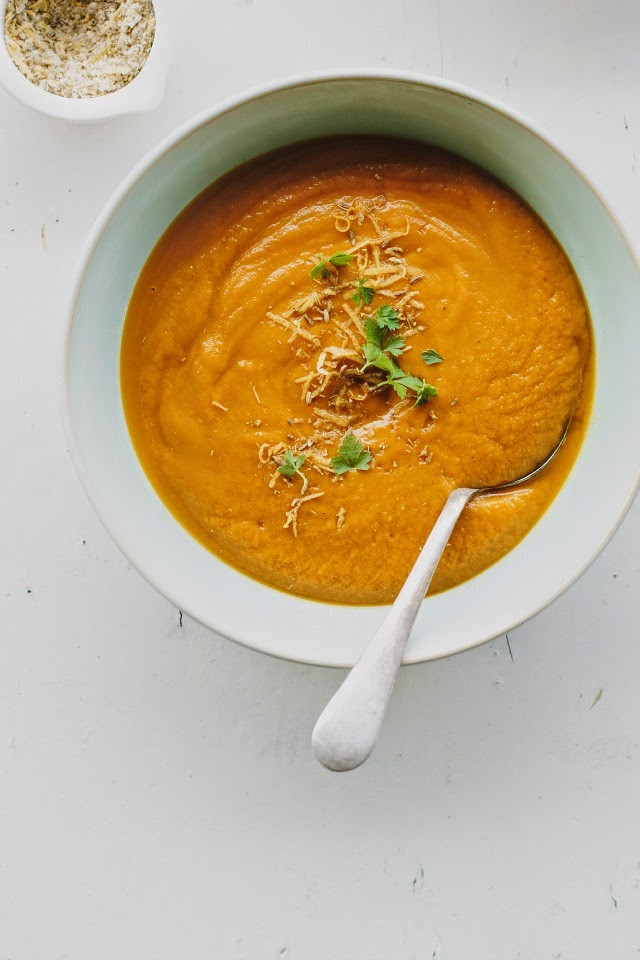 Roasted Carrot Soup
 my darling lemon thyme roasted carrot soup with fennel